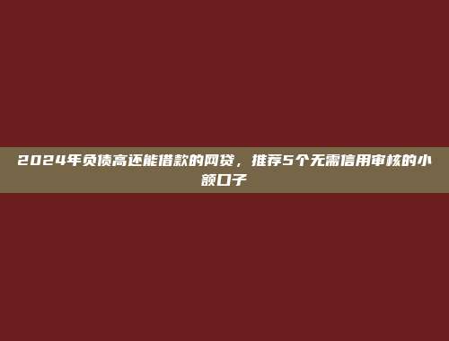 2024年负债高还能借款的网贷，推荐5个无需信用审核的小额口子