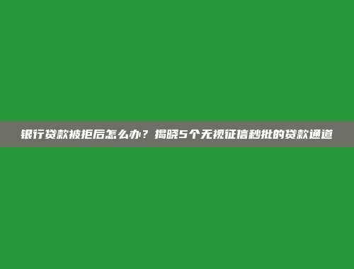 银行贷款被拒后怎么办？揭晓5个无视征信秒批的贷款通道