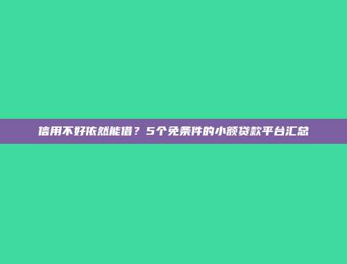 信用不好依然能借？5个免条件的小额贷款平台汇总