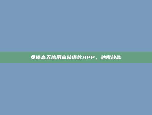 负债高无信用审核借款APP，秒批放款