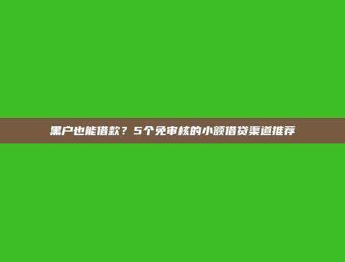 黑户也能借款？5个免审核的小额借贷渠道推荐