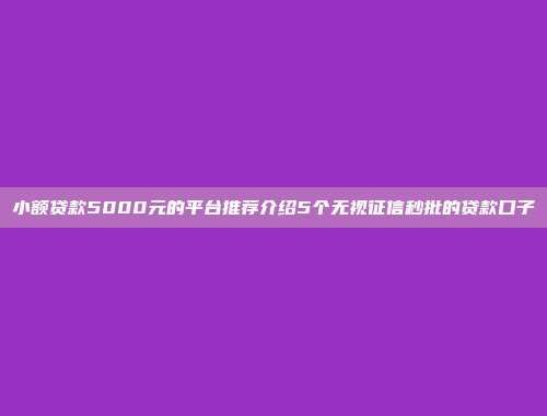 小额贷款5000元的平台推荐介绍5个无视征信秒批的贷款口子