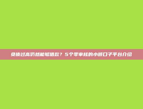 负债过高仍然能够借款？5个零审核的小额口子平台介绍