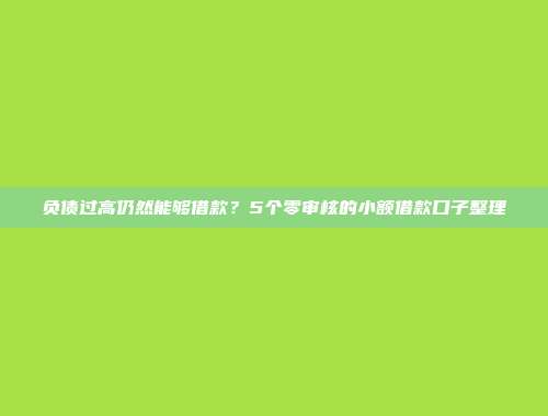 负债过高仍然能够借款？5个零审核的小额借款口子整理