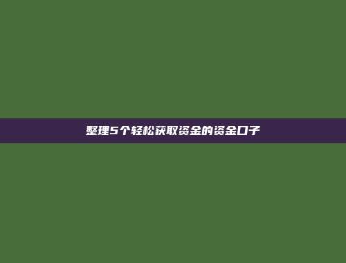 整理5个轻松获取资金的资金口子