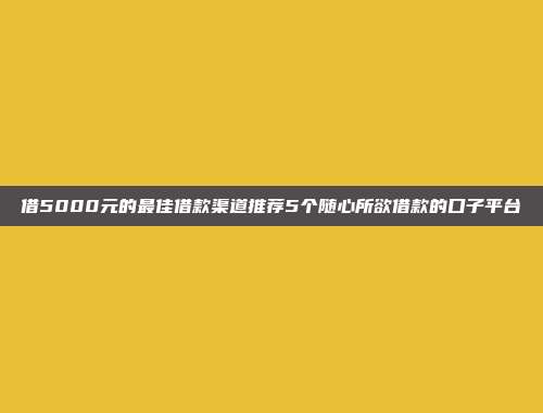 借5000元的最佳借款渠道推荐5个随心所欲借款的口子平台