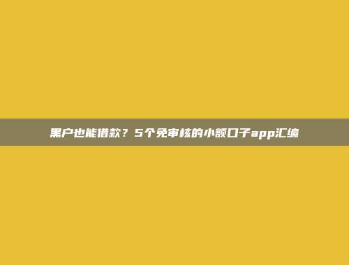 黑户也能借款？5个免审核的小额口子app汇编