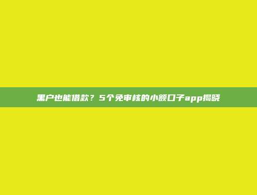 黑户也能借款？5个免审核的小额口子app揭晓