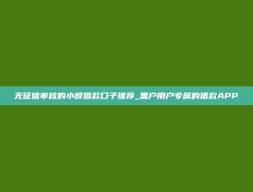 无征信审核的小额借款口子推荐_黑户用户专属的借款APP