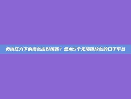 负债压力下的借款应对策略？盘点5个无障碍放款的口子平台