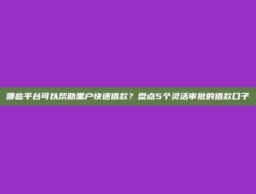 哪些平台可以帮助黑户快速借款？盘点5个灵活审批的借款口子