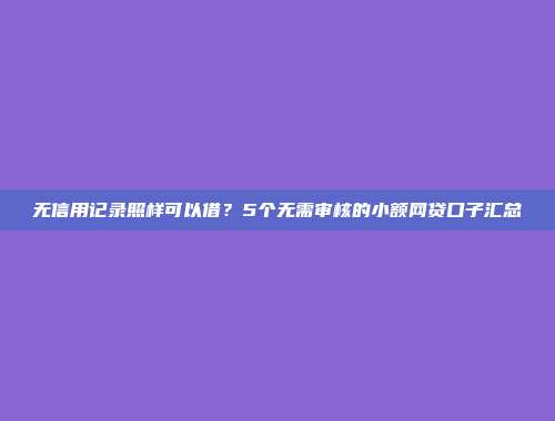 无信用记录照样可以借？5个无需审核的小额网贷口子汇总