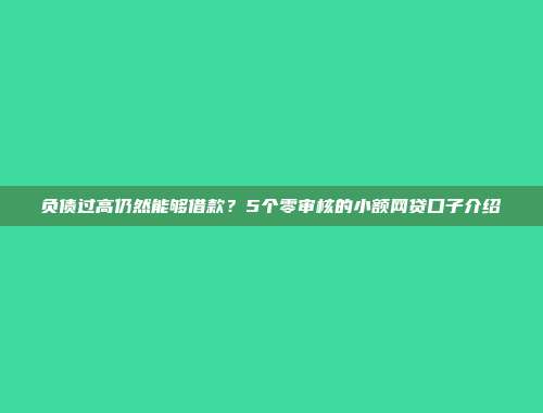 负债过高仍然能够借款？5个零审核的小额网贷口子介绍