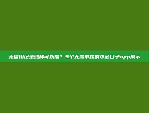 无信用记录照样可以借？5个无需审核的小额口子app展示