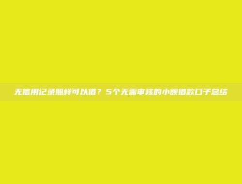 无信用记录照样可以借？5个无需审核的小额借款口子总结