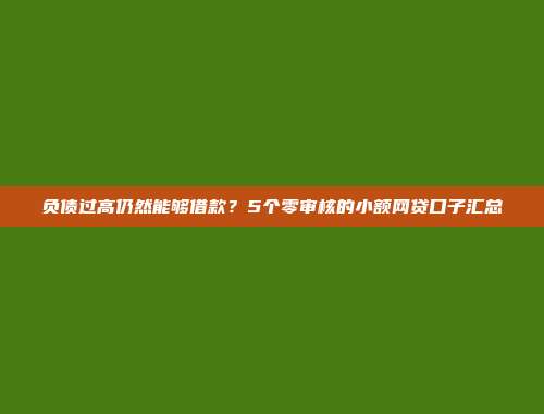 负债过高仍然能够借款？5个零审核的小额网贷口子汇总