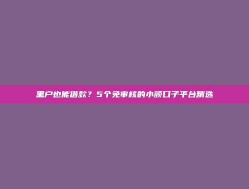 黑户也能借款？5个免审核的小额口子平台精选