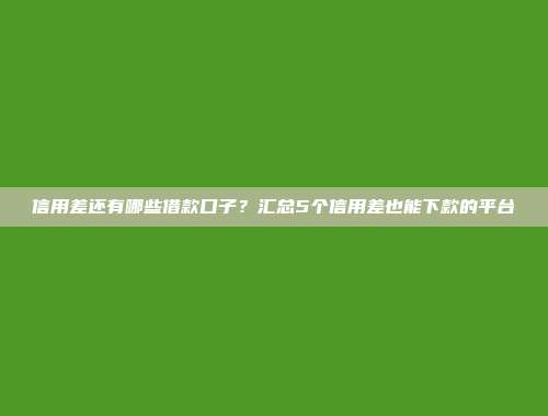 信用差还有哪些借款口子？汇总5个信用差也能下款的平台