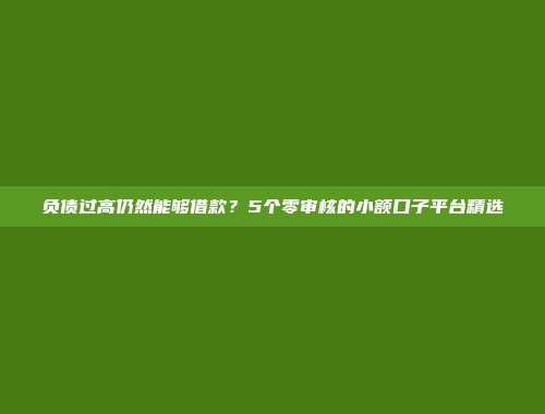 负债过高仍然能够借款？5个零审核的小额口子平台精选