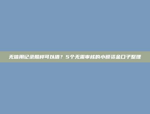 无信用记录照样可以借？5个无需审核的小额资金口子整理