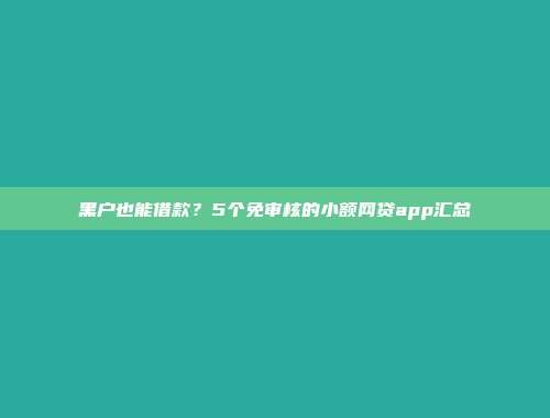 黑户也能借款？5个免审核的小额网贷app汇总