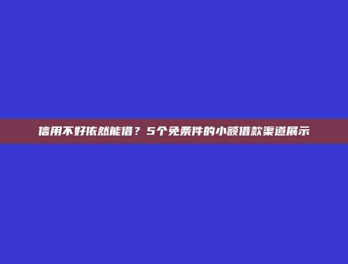 信用不好依然能借？5个免条件的小额借款渠道展示