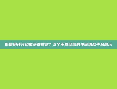 低信用评分也能获得贷款？5个不查征信的小额借款平台展示