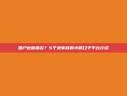 黑户也能借款？5个免审核的小额口子平台介绍