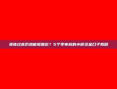 负债过高仍然能够借款？5个零审核的小额资金口子揭晓