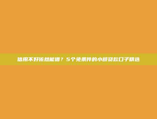 信用不好依然能借？5个免条件的小额贷款口子精选