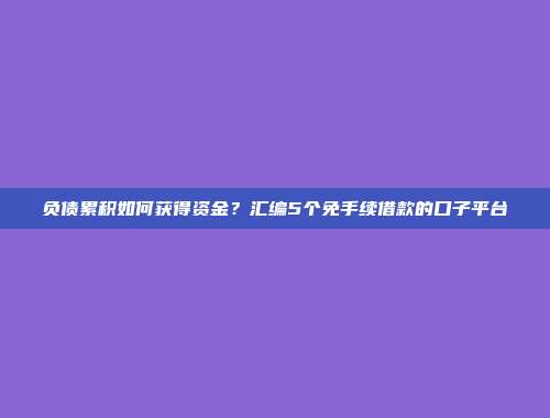 负债累积如何获得资金？汇编5个免手续借款的口子平台