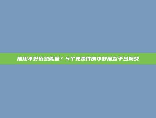 信用不好依然能借？5个免条件的小额借款平台揭晓