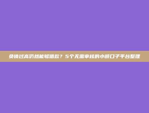 负债过高仍然能够借款？5个无需审核的小额口子平台整理