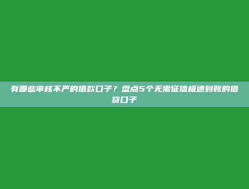 有哪些审核不严的借款口子？盘点5个无需征信极速到账的借贷口子