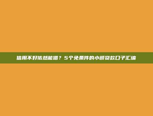 信用不好依然能借？5个免条件的小额贷款口子汇编