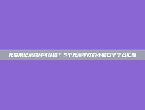 无信用记录照样可以借？5个无需审核的小额口子平台汇总