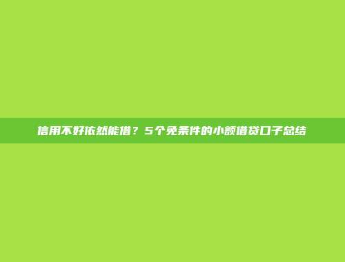 信用不好依然能借？5个免条件的小额借贷口子总结