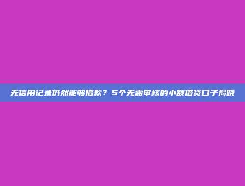 无信用记录仍然能够借款？5个无需审核的小额借贷口子揭晓