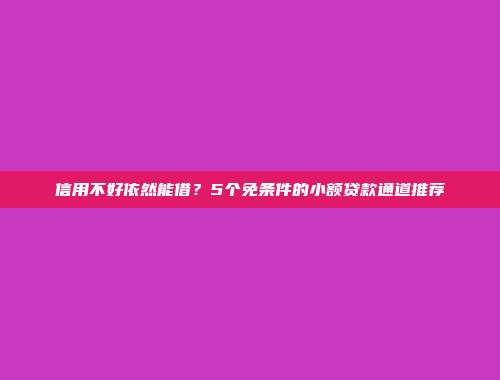 信用不好依然能借？5个免条件的小额贷款通道推荐