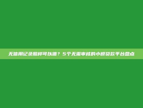 无信用记录照样可以借？5个无需审核的小额贷款平台盘点