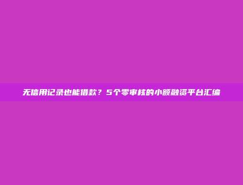 无信用记录也能借款？5个零审核的小额融资平台汇编