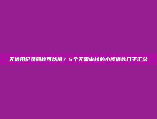 无信用记录照样可以借？5个无需审核的小额借款口子汇总