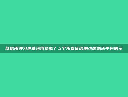 低信用评分也能获得贷款？5个不查征信的小额融资平台展示