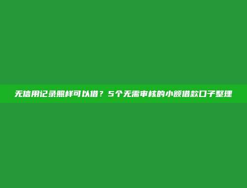 无信用记录照样可以借？5个无需审核的小额借款口子整理