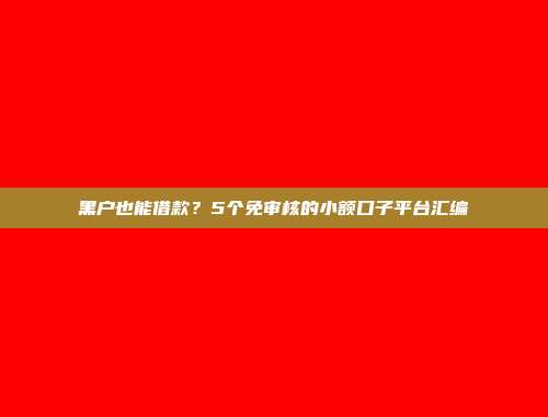 黑户也能借款？5个免审核的小额口子平台汇编