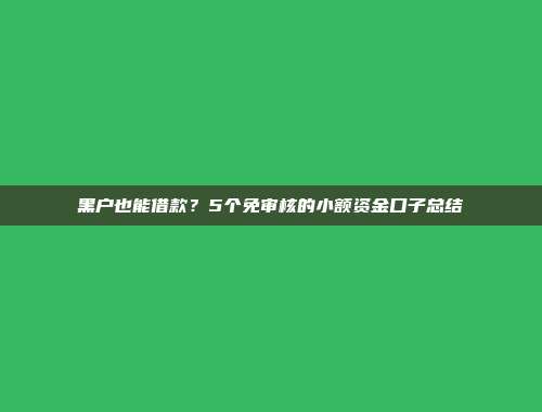 黑户也能借款？5个免审核的小额资金口子总结