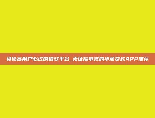 负债高用户必过的借款平台_无征信审核的小额贷款APP推荐