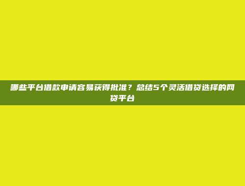 哪些平台借款申请容易获得批准？总结5个灵活借贷选择的网贷平台