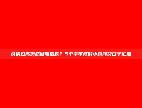 负债过高仍然能够借款？5个零审核的小额网贷口子汇总