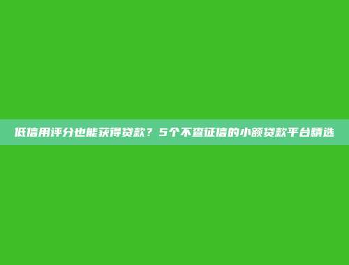 低信用评分也能获得贷款？5个不查征信的小额贷款平台精选